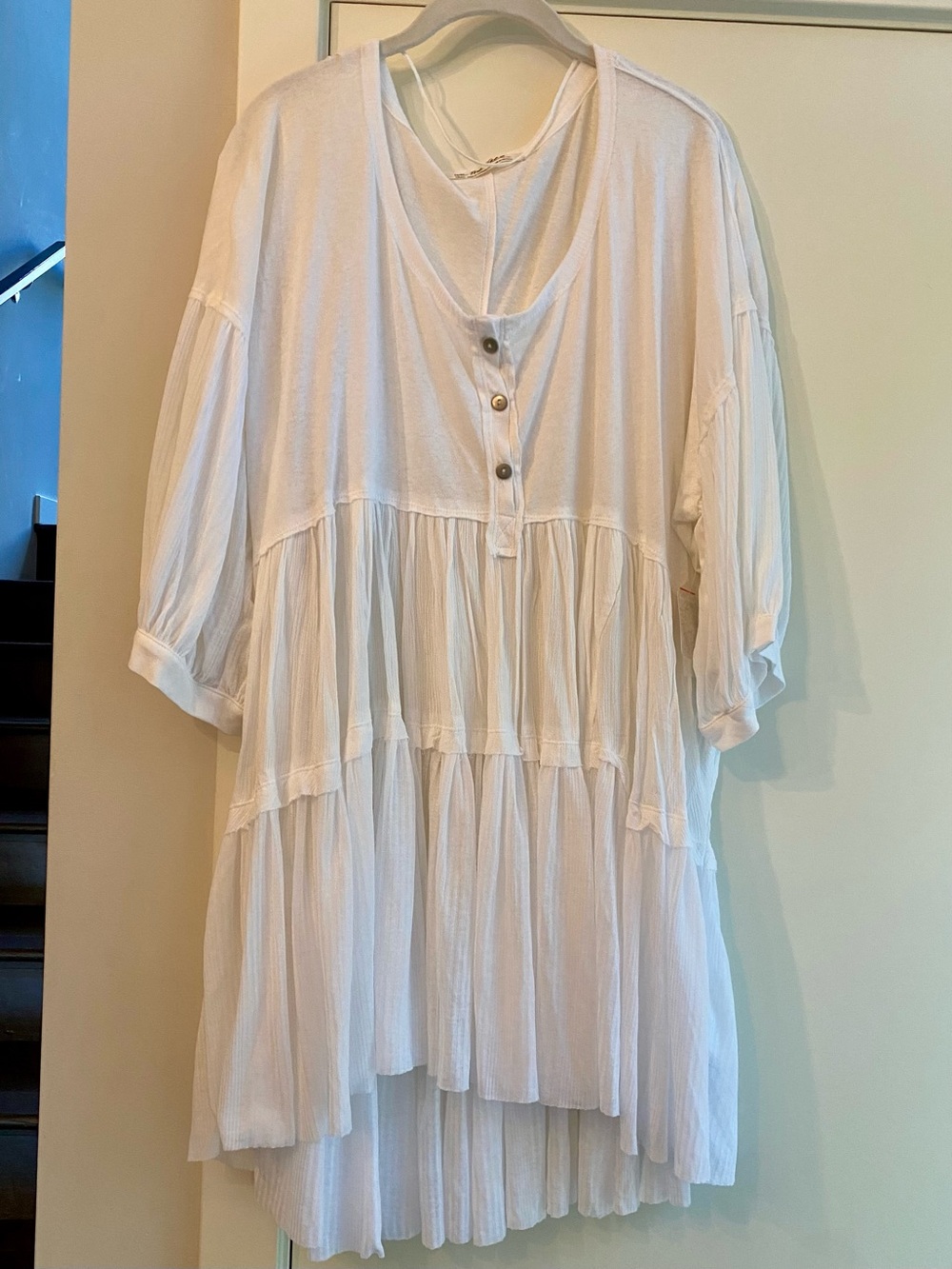 We The Free White Tiered Henley Tunic